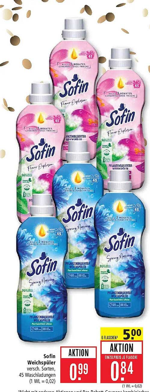Sofin Weichspüler versch. Sorten, 45 Waschladungen