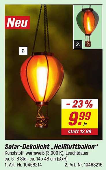 Solar-Dekolicht „Heißluftballon“