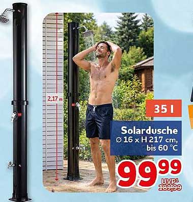Solardusche Ø 16 x H 217 cm, bis 60 °C