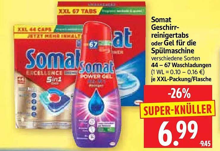 Somat Geschirrreiniger tabs oder Gel für die Spülmaschine