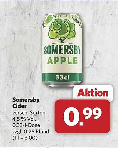 Somersby Cider versch. Sorten 4,5 % Vol. 0,33-l-Dose zzgl. 0.25 Pfand (1 l = 3.00)