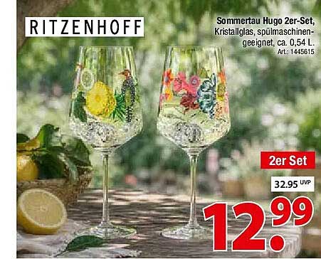 Sommertraum Hugo 2er-Set, Kristallglas, spülmaschinengeeignet, ca. 0,54 l