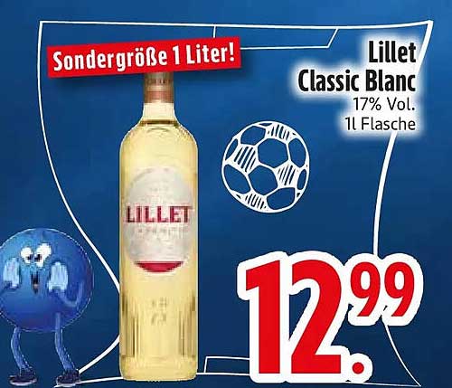 Sondergröße 1 Liter! Lillet Classic Blanc 17% Vol. 1l Flasche