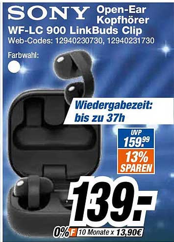 SONY Open-Ear Kopfhörer WF-LC 900 LinkBuds Clip