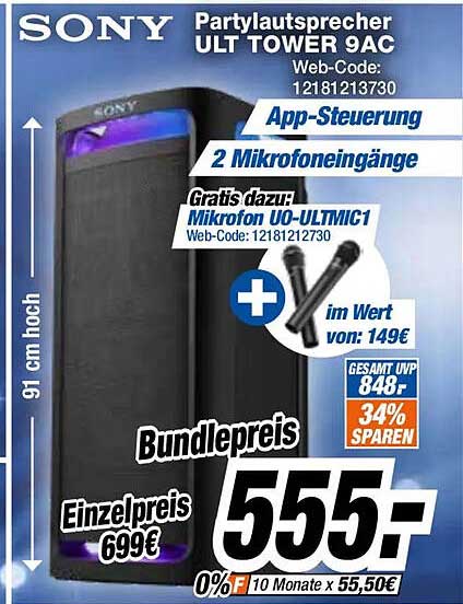 SONY Partylautsprecher ULT TOWER 9AC