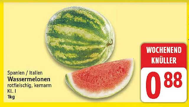 Spanien / Italien Wassermelonen rotfleischig, kernarm Kl. I 1kg
