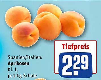 Spanien/Italien: Aprikosen Kl. I, je 1-kg-Schale