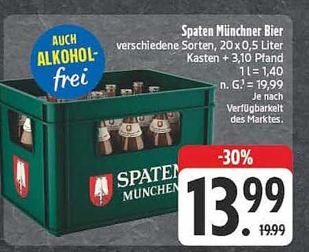 Spaten Münchner Bier verschiedene Sorten, 20 x 0,5 Liter Kasten + 3,10 Pfand