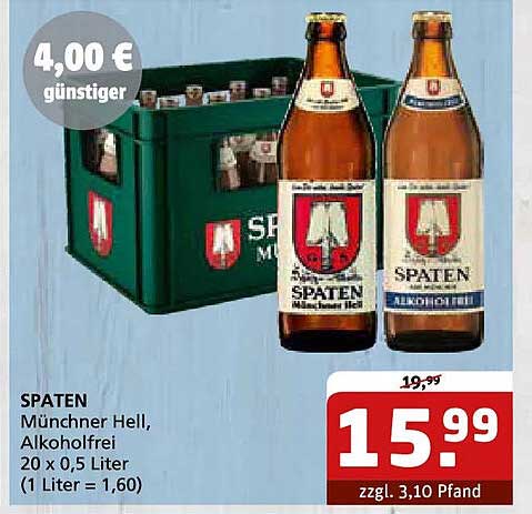 SPATEN Münchner Hell, Alkoholfrei 20 x 0,5 Liter
