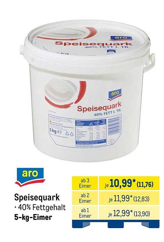 Speisequark · 40% Fettgehalt · 5-kg-Eimer