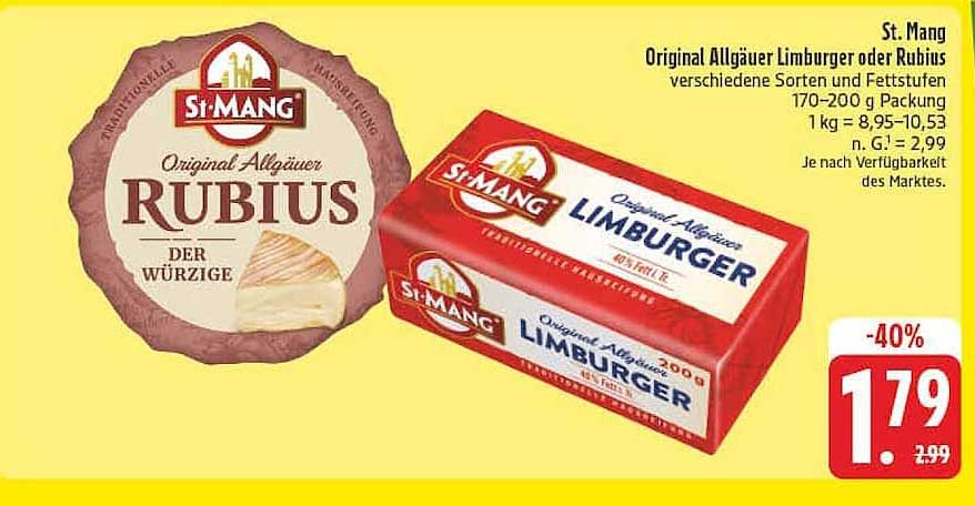 St. Mang Original Allgäuer Rubius oder Limburger