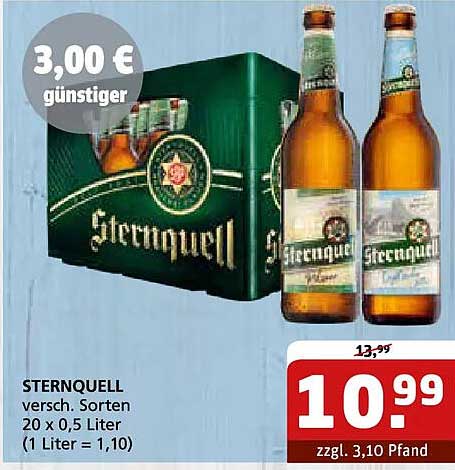 STERNQUELL versch. Sorten 20 x 0,5 Liter (1 Liter = 1,10)