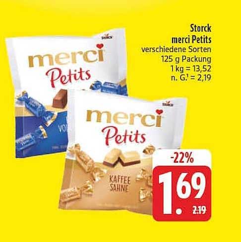 Storck merci Petits verschiedene Sorten 125 g Packung