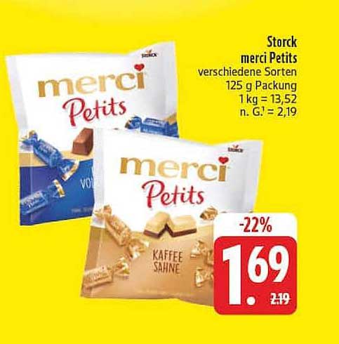 Storck merci Petits verschiedene Sorten 125 g Packung