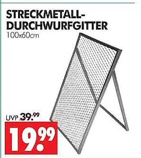 STRECKMETALL-DURCHWURFGITTER 100x60cm