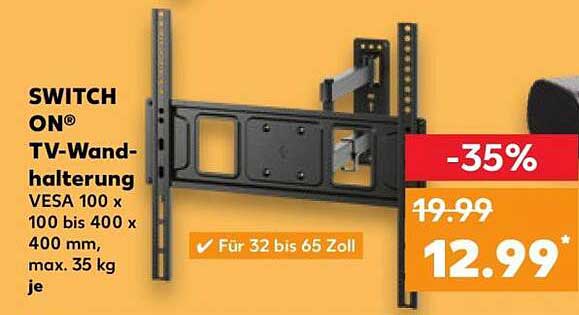 SWITCH ON® TV-Wandhalterung VESA 100 x 100 bis 400 x 400 mm, max. 35 kg je