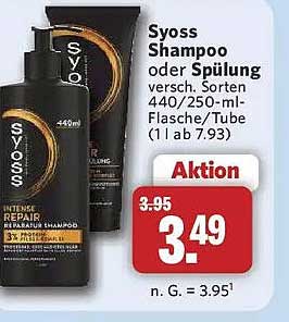 Syoss Shampoo oder Spülung versch. Sorten 440/250-ml-Flasche/Tube (1 l ab 7.93)