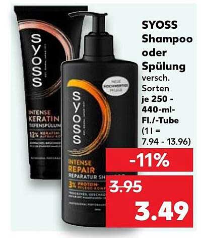 SYOSS Shampoo oder Spülung versch. Sorten je 250 - 440-ml-Fl./Tube