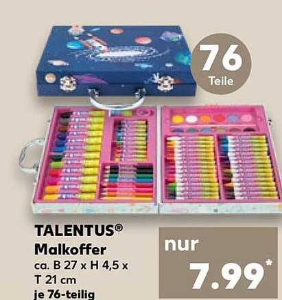 TALENTUS® Malkoffer ca. B 27 x H 4,5 x T 21 cm je 76-teilig