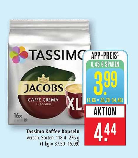Tassimo Kaffee Kapseln versch. Sorten, 118,4–276 g