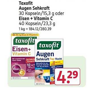 Taxofit Augen Sehkraft 30 Kapseln/15,3 g oder Eisen + Vitamin C 40 Kapseln/23,3 g