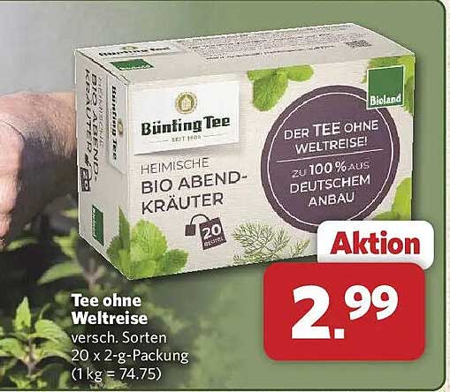 Tee ohne Weltreise versh. Sorten 20 x 2-g-Packung (1 kg = 74.75)