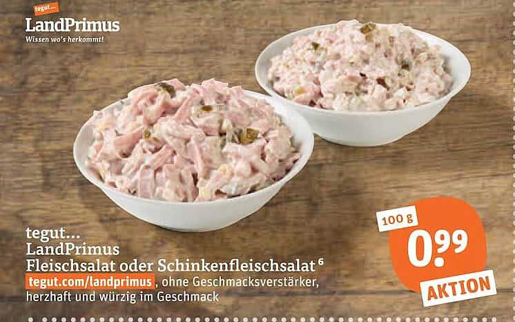 tegut... LandPrimus Fleischsalat oder Schinkenfleischsalat
