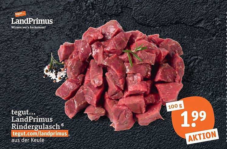 tegut... LandPrimus Rindergulasch aus der Keule
