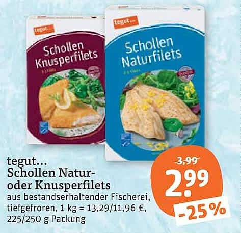 tegut... Schollen Natur- oder Knusperfilets
