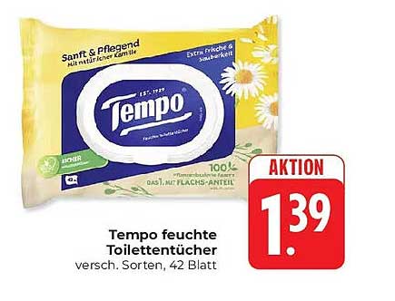 Tempo feuchte Toilettentücher versc. Sorten, 42 Blatt
