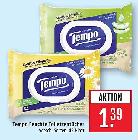 Tempo Feuchte Toilettentücher versch. Sorten, 42 Blatt