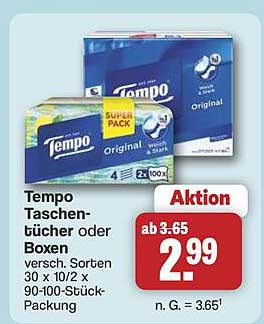 Tempo Taschentücher oder Boxen
