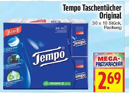 Tempo Taschentücher Original 30 x 10 Stück, Packung