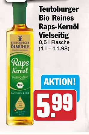 Teutoburger Bio Reines Raps-Kernöl Vielseitig