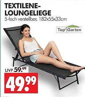 TEXTILINE-LOUNGELIEGE 5-fach verstellbar, 182x55x33cm