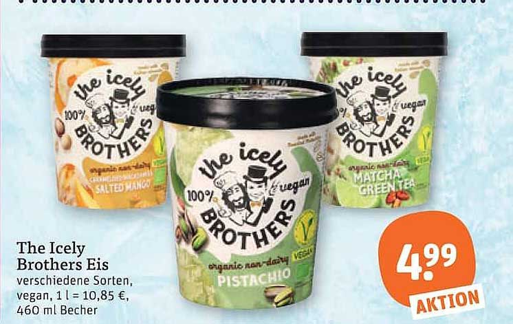 The Icely Brothers Eis verschiedene Sorten, vegan, 1 l = 10,85 €, 460 ml Becher