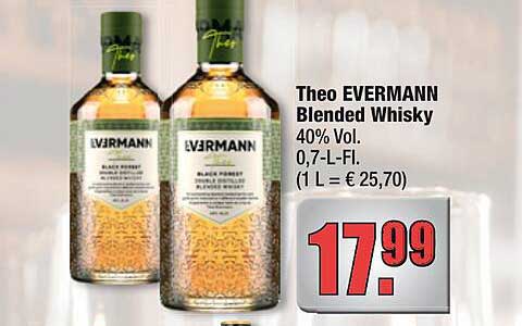 Theo EVERMANN Blended Whisky 40% Vol. 0,7-L-Fl. (1 L = € 25,70)