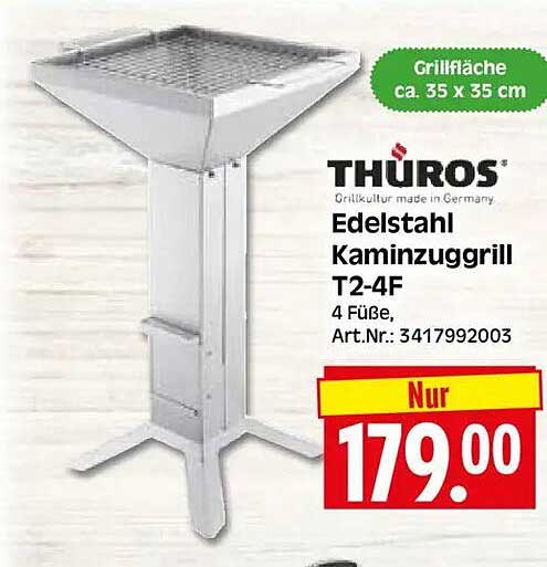 THÜROS Edelstahl Kaminzuggrill T2-4F 4 Füße