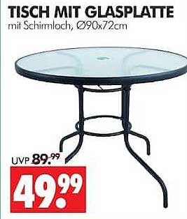TISCH MIT GLASPLATTE
