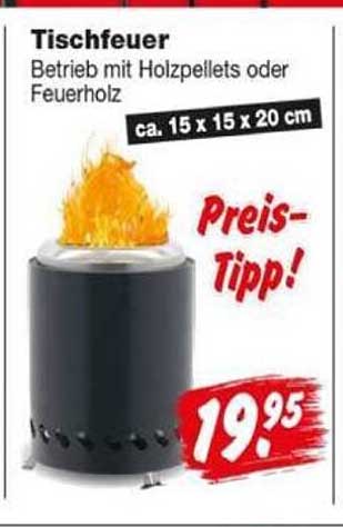 Tischfeuer Betrieb mit Holzpellets oder Feuerholz ca. 15 x 15 x 20 cm Preis-Tipp!