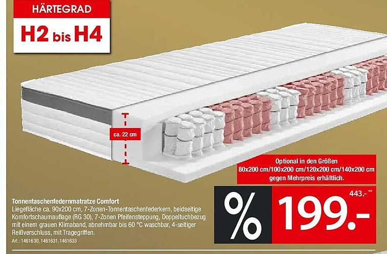 Tonnentaschenfederkernmatratze Comfort