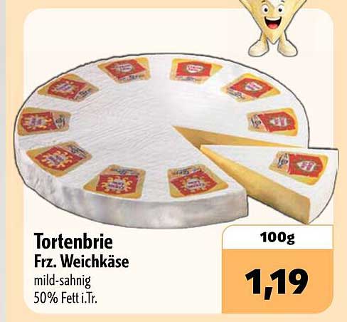 Tortenbrie Frz. Weichkäse mild-sahnig 50% Fett i.Tr.