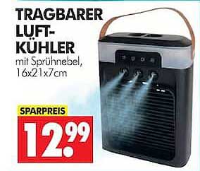 TRAGBARER LUFT-KÜHLER mit Sprühnebel, 16x21x7 cm