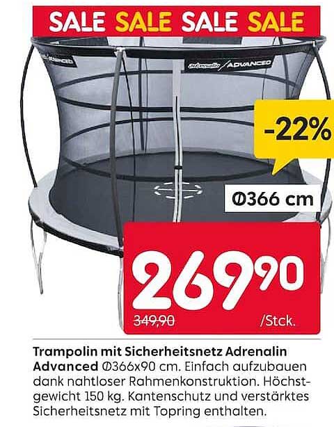 Trampolin mit Sicherheitsnetz Adrenalin Advanced Ø366x90 cm