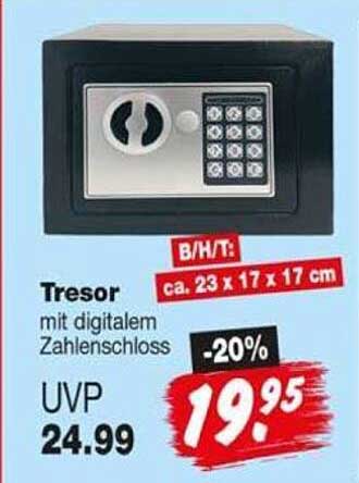 Tresor mit digitalem Zahlenschloss