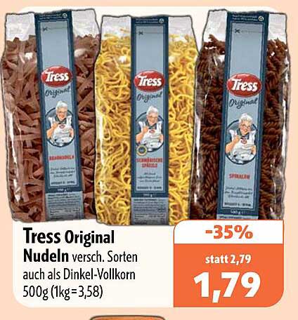 Tress Original Nudeln versch. Sorten auch als Dinkel-Vollkorn 500g (1kg=3,58)