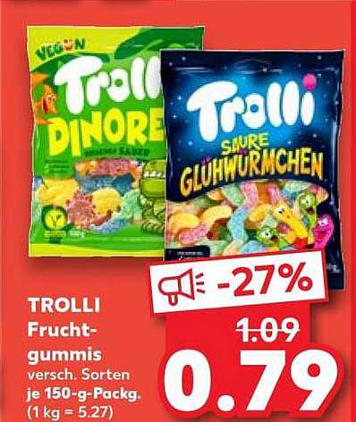 TROLLI Fruchtgummis versch. Sorten je 150-g-Packg. (1 kg = 5.27)
