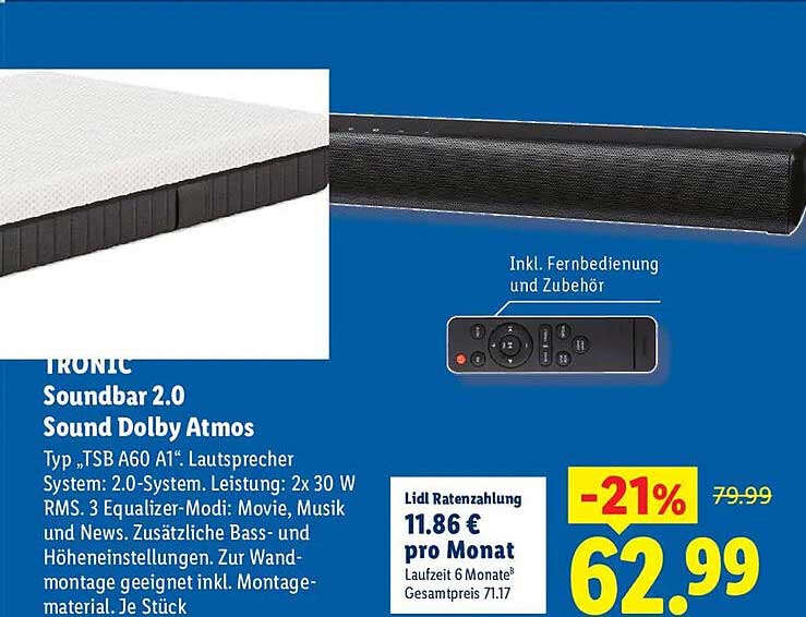 TRONIC Soundbar 2.0 Sound Dolby Atmos