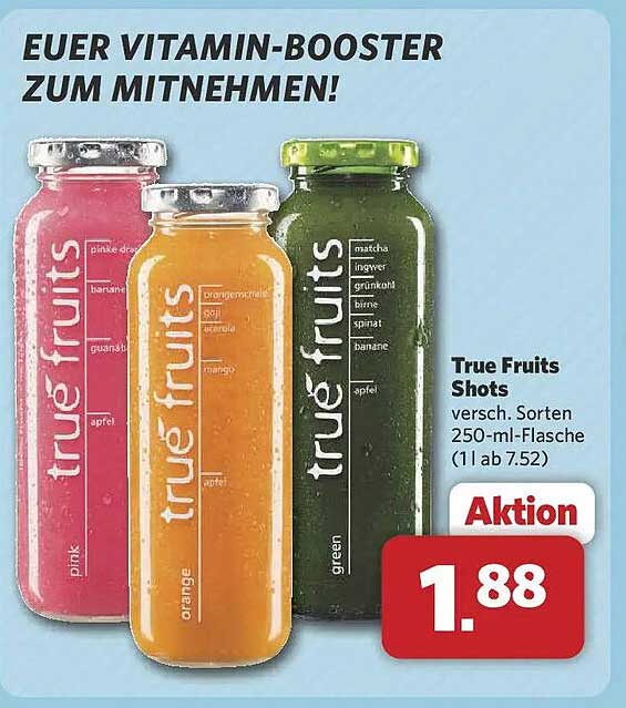 True Fruits Shots versch. Sorten 250-ml-Flasche (1 l ab 7.52)