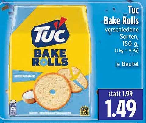 Tuc Bake Rolls verschiedene Sorten, 150 g, je Beutel